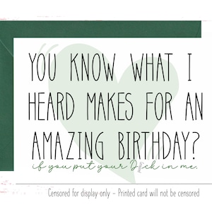 Dirty Birthday Card for Husband, Naughty Birthday Card for Boyfriend, Raunchy Birthday Card for Him