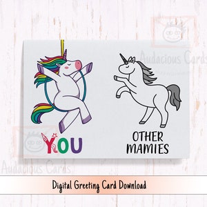 Printable Unicorn Card for Mamie, Birthday Card for Mamie, Greeting Card Mamie, Grandparents Day Card, Instant Download Mother's Day Card