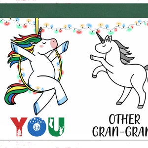 Card for Gran-Gran, Christmas Card for Gran-Gran, Greeting Card for Gran-Gran, Xmas Card Gran-Gran, Christmas Unicorn Card Grandma Gran-Gran