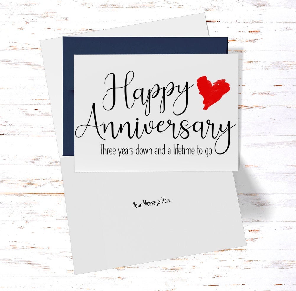 3rd Anniversary Card, 3rd Anniversary Gift, Third