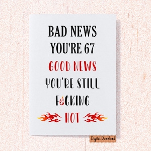 Carte imprimable 67e anniversaire pour femme, 67e anniversaire carte pour petite amie, meilleure amie, anniversaire BFF, carte d'anniversaire drôle pour elle