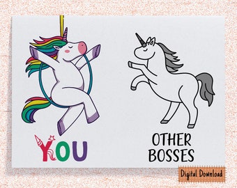 Printable Card for Boss, Birthday Greeting Card for Boss, Thank You Card for Boss