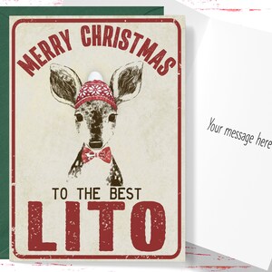Christmas Card for Lito, Vintage Style Christmas Card Merry Christmas to the Best Lito