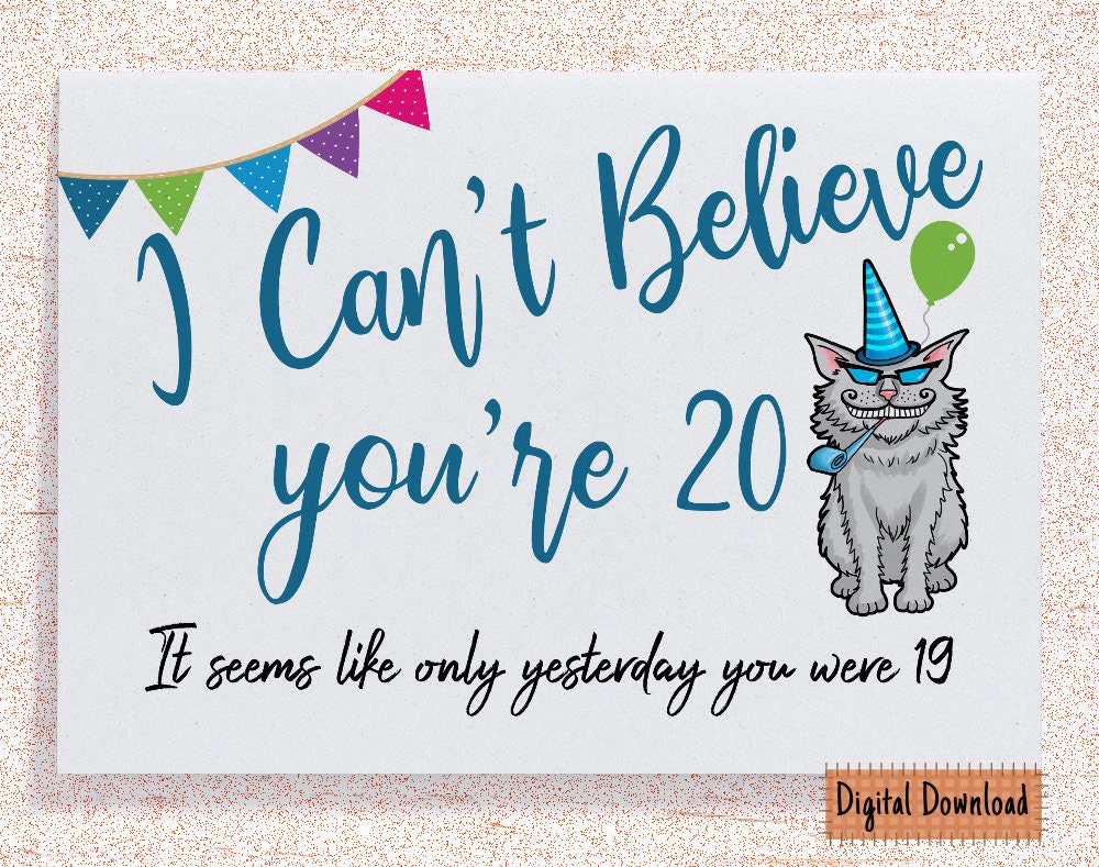 Printable Funny 20th Birthday Card For Her Sarcastic Birthday Etsy Printable Funny 20th Birthday Card For Her Sarcastic Birthday Etsy