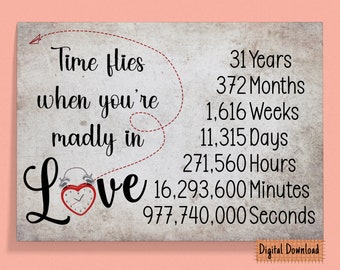 Tarjeta del 31.º aniversario de Time Flies: Esposo o esposa (Descarga digital)