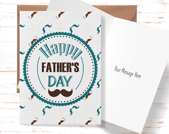 Father's Day Card, Funny Card for Dad, Happy Father's Day, Greeting Card for Dad, Cute Mustache Father's Day Card