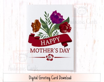 Floral Mother's Day Card: Printable Greeting Card (Digital Download)