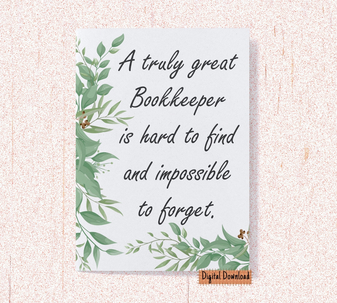 Printable Card for Bookkeeper, Birthday Greeting Card for Bookkeeper ...