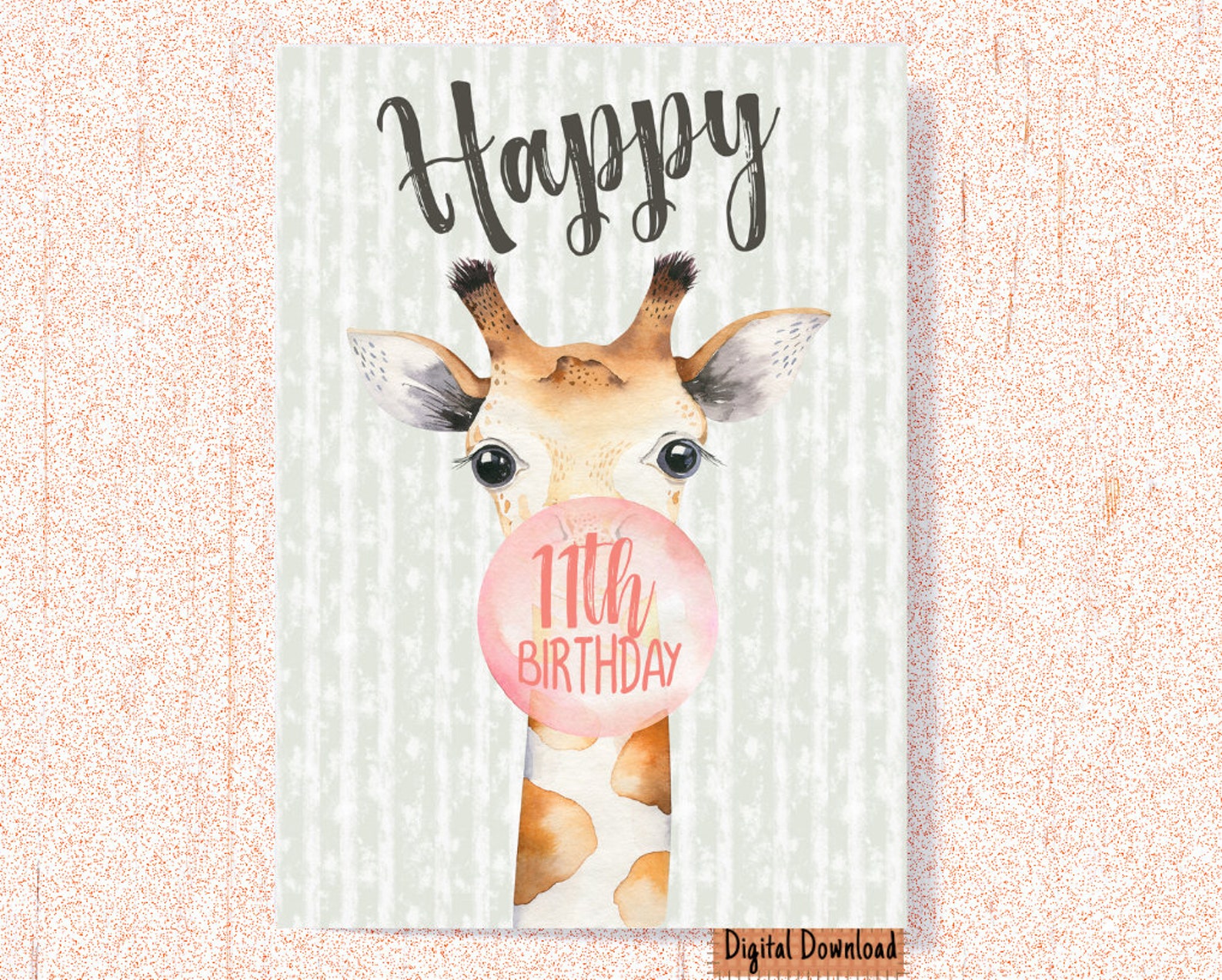 Printable 11th Birthday Card Cute 11th Birthday Greeting - Etsy