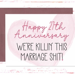 Happy 27th Anniversary Card, Twenty Seventh Anniversary Card for Her or Him, Husband or Wife Funny Romantic Card for 27 Year Anniversary