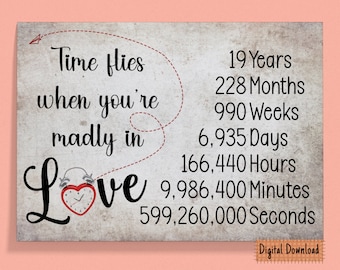 Time Flies 18th Anniversary Card: Husband or Wife (Digital Download)