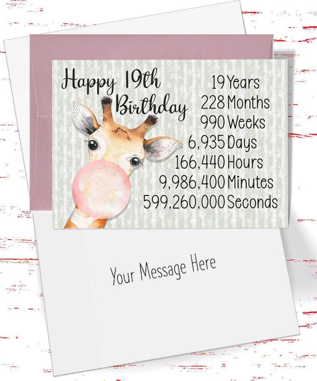 19th Birthday Card for Her, 19 Years Months Weeks Days Birthday