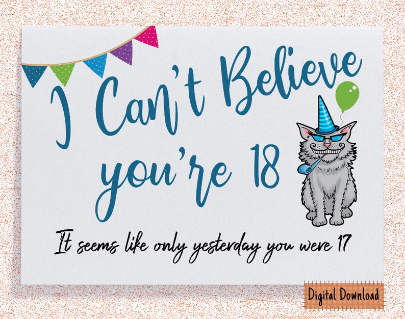 Printable Funny 18th Birthday Card for her Sarcastic ...