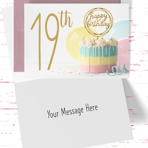 19th Birthday Card for Her Beautiful Birthday Cake Card With - Etsy