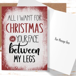 Dirty Christmas Card for Husband or Boyfriend, Christmas Card for Couples, Naughty Christmas Greeting Card, All I Want For Christmas Card