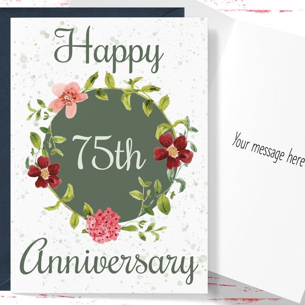 75th Anniversary Gift for Couple, Seventy Fifth Anniversary Card for Couple, For Husband, For Wife, 75 Year Anniversary Card