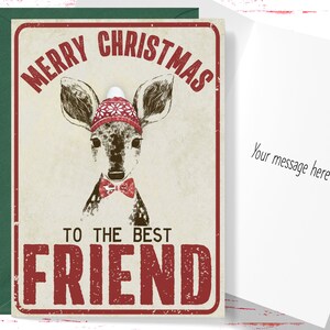 Christmas Card for Friend, Vintage Style Christmas Card Merry Christmas to the Best Friend