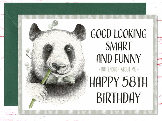 Funny 58th Birthday Card, Sarcastic Birthday Card for 58th