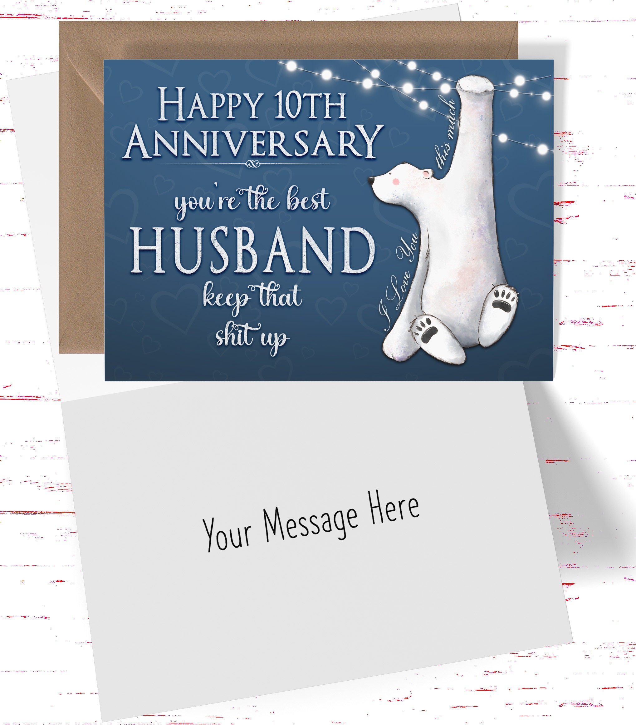 10th Anniversary Card for Husband Tenth Anniversary Card for Etsy