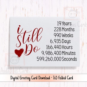 Imprimible Todavía hago tarjeta del 19º aniversario, regalo del 19º aniversario, tarjeta del decimonoveno aniversario, para marido, para esposa, 19º aniversario