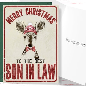 Christmas Card for Son in Law, Vintage Style Christmas Card Merry Christmas to the Best Son in Law