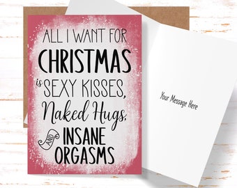 Naughty Christmas Greeting Card, Dirty Christmas Card for Husband or Boyfriend, Christmas Card for Couples For Girlfriend or Wife