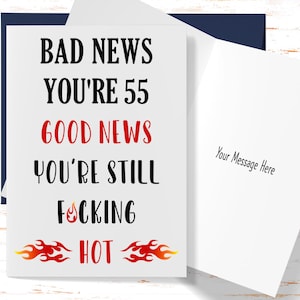 Funny 55th Birthday Card: Sarcastic Card for Her