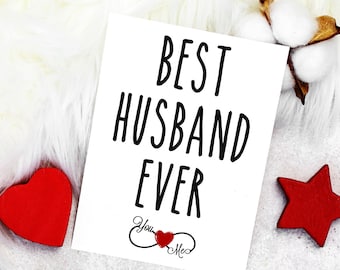 Best Husband Ever Card, Husband Birthday Card, Anniversary Card, Husband Thank You Card, Fathers Day Card from Wife, Valentines Day Card