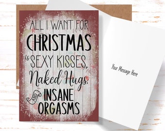 Dirty Christmas Card for Husband or Boyfriend, Christmas Card for Couples, Naughty Christmas Greeting Card