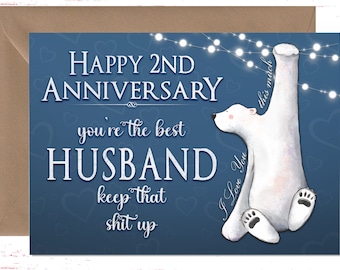 2nd Anniversary Card for Husband, Second Anniversary Card for Him