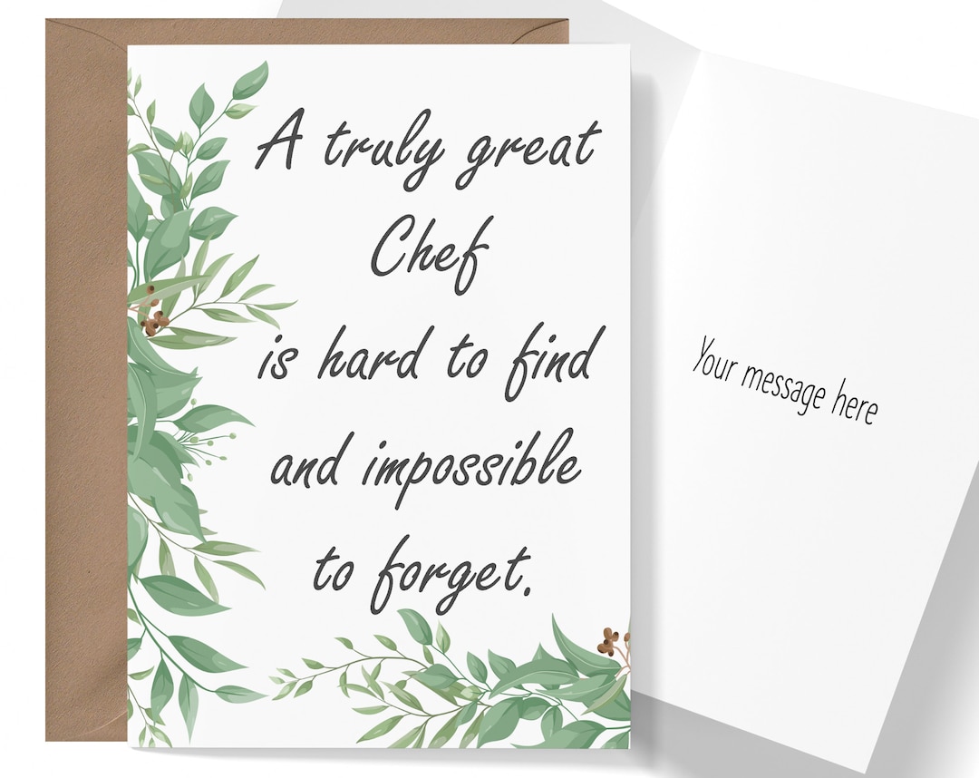 Chef Birthday Greeting Card, Thank You Card for Chef, Chef Week, Chef ...