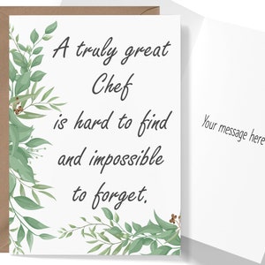 Chef Birthday Greeting Card, Thank you Card for Chef, Chef Week, Chef Appreciation