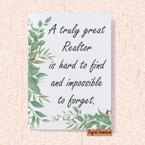 Printable Card for Realtor, Birthday Greeting Card for Realtor, Thank You Card for Real Estate Agent, Realtor Gift Greeting Card