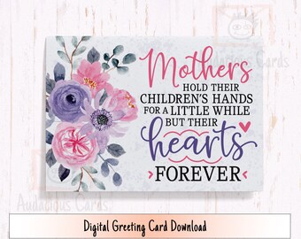 Printable Mother's Day Card Beautiful Flowers  Mother Card for Mother's Day, Love Between Mother and Daughter Card for Mom From Daughter