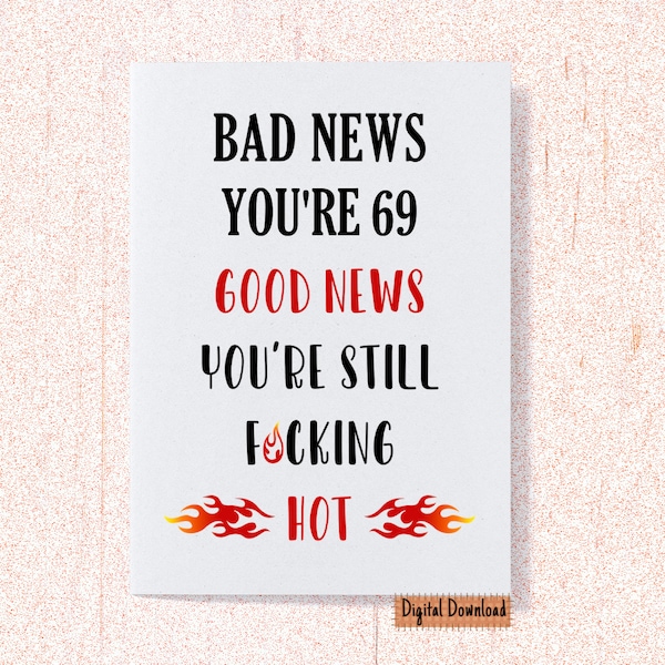 Printable 69th Birthday Card for Wife, 69th Birthday Card for Girlfriend, Best Friend, Birthday BFF, Funny Birthday Card for Her