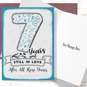 7th Anniversary Card, 7th Anniversary Gift, Seventh Anniversary Card , For Husband, For Wife