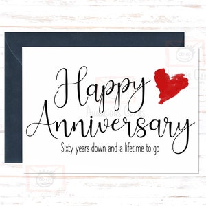 60th Anniversary Card, 60th Anniversary Gift, Sixty Year Anniversary Card, For Husband, For Wife, Sixtieth Anniversary