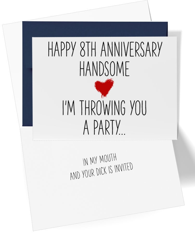 Naughty 8th Anniversary Card, Dirty 8th Anniversary Card, Eighth