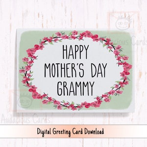 Tarjeta imprimible del Día de la Madre para Grammy, Hermosa tarjeta para Grammy, Descarga digital Tarjeta del Día de la Madre