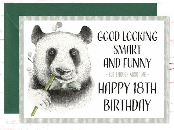 Funny Panda 18th Birthday Card: Sarcastic Greeting - Etsy Finland