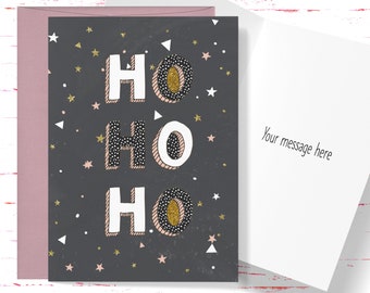 Ho Ho Ho Christmas Card, Christmas Greeting Card, Holiday Christmas Card