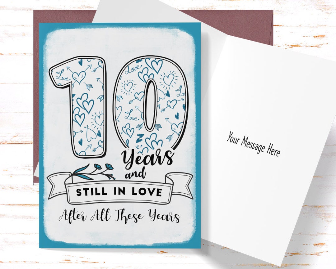 10th Anniversary Card, 10th Anniversary Gift, Tenth Anniversary