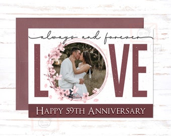 59th Anniversary Card: Custom Photo, Always and Forever Love