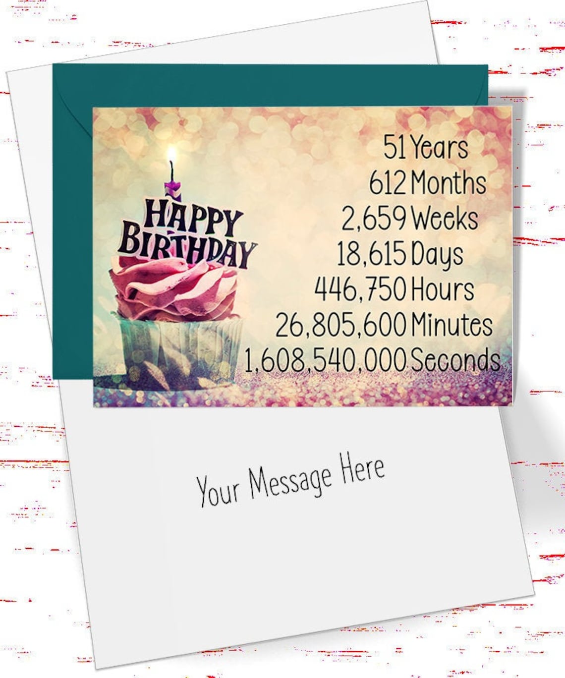 51st Birthday Card for Her Time Count Birthday Card for 51st - Etsy