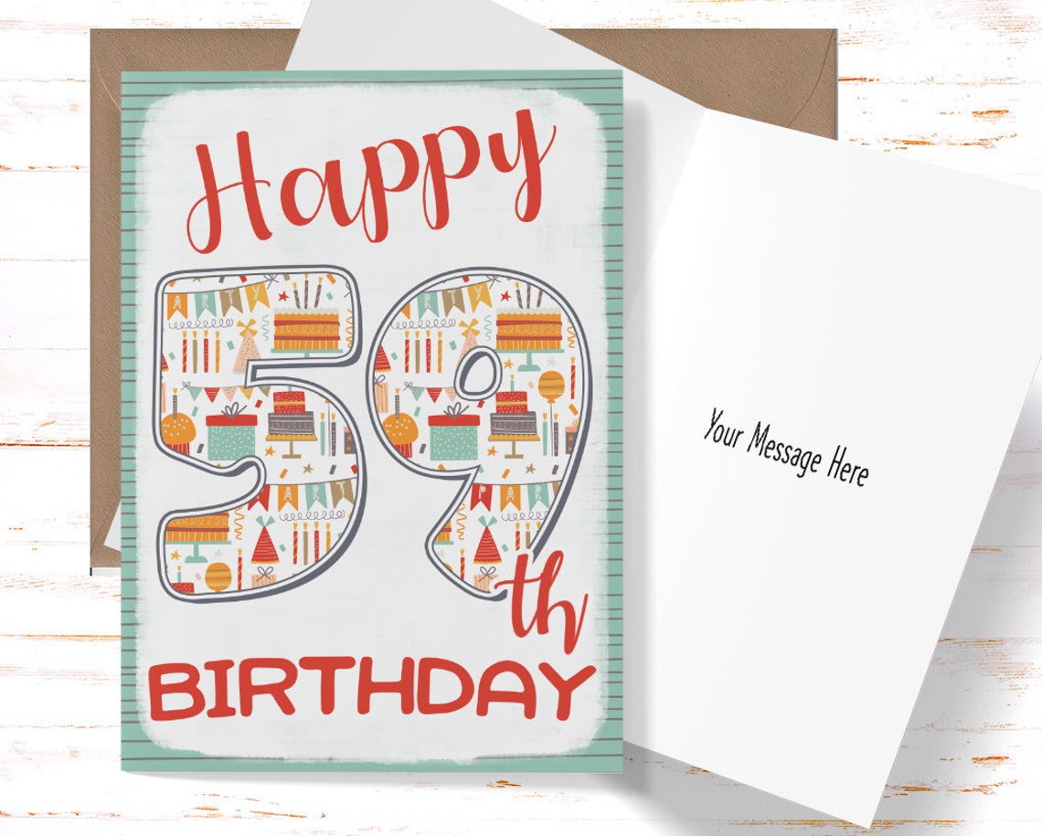 Happy 59th Birthday Card for her Birthday Card for 59th | Etsy