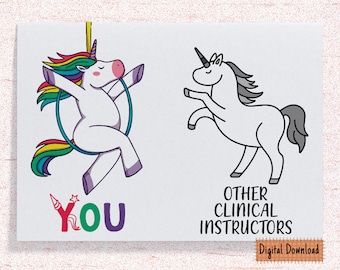 Printable Card for Clinical Instructor, Other Clinical Instructors Unicorn Pole Card, Funny Card Thank You Card for Clinical Instructor