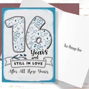 16th Anniversary Card, 16th Anniversary Gift, Sixteenth Anniversary Card, For Husband, For Wife, Still In Love, 16 Year Anniversary