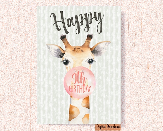 Printable 9th Birthday Card Cute 9th Birthday Greeting Card - Etsy