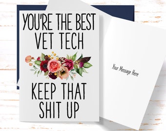 Card for Vet Tech, Birthday Greeting Card for Vet Tech, Thank You Card for Vet Tech, Vet Tech Appreciation Card, Veterinary Technician