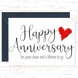 10th Anniversary Card, 10th Anniversary Card For Him, 10th Anniversary Card for Her, Couple Anniversary, 10th Anniversary Card for Friends